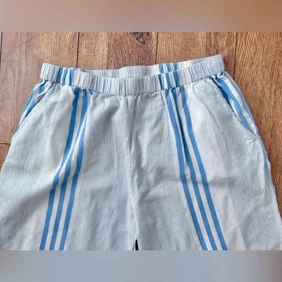 Fresh Produce Blue and White Striped Cotton Pull-On Capri Pants - Picture 3 of 10